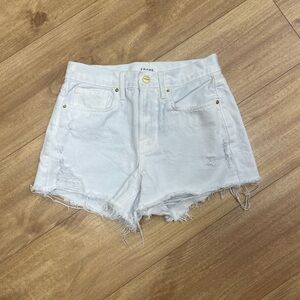 Frame Denim White High-Waisted Le Brigette Short